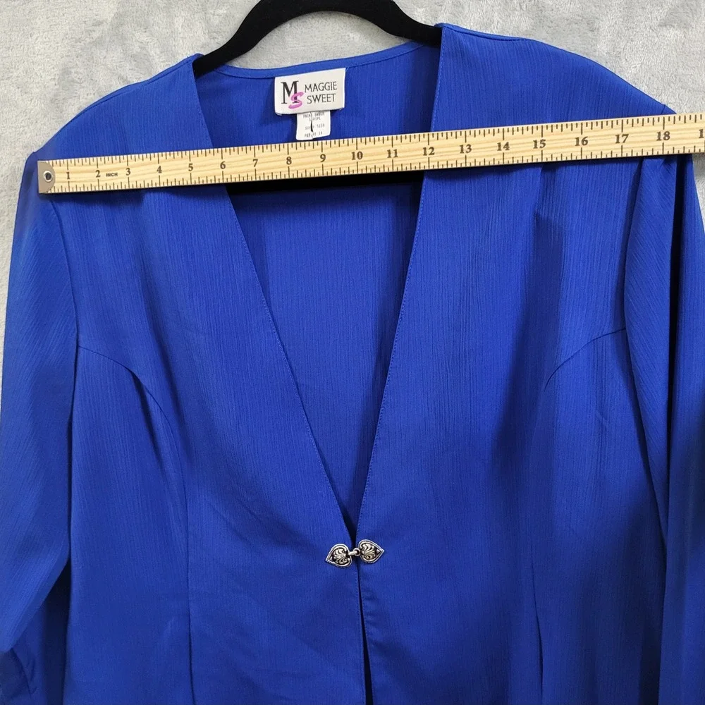 VTG 90's Maggie Sweet 1XP Royal Blue Textured Blazer Heart Hook Evening Gala